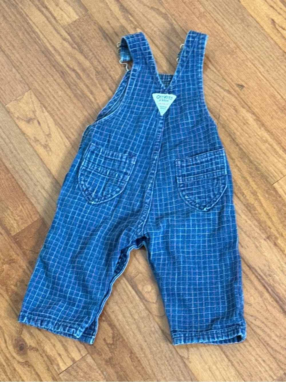 Oshkosh B’ Gosh 90s Rare Plaid Denim Overalls Size 12M